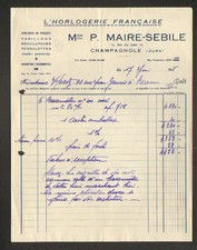 CHAMPAGNOLE (39) L'HORLOGERIE FRANCAISE / HORLOGES "P. MARIE-SEBILE" en 1948