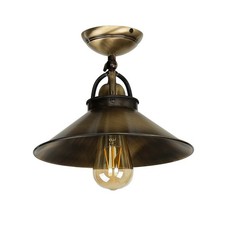 Lampe De Plafond En Laiton Industriel Antique Bronzer E27 Fait Main Vintage