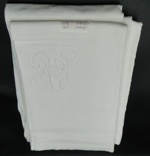 Drap ancien lin brodé - en,