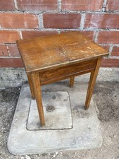 Bureau Écolier Pupitre Ancien Table Avec Coffre Bois Années 50 Vintage #C467