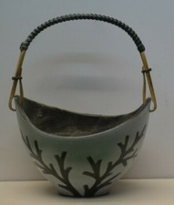 ANCIEN CACHE POT VIDE POCHE PANIER CERAMIQUE ELCHINGER FRANCE ALSACE