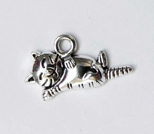 Pendentif chat métal argenté - métal,