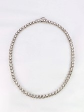Collier rivière diamants or blanc tressé 6 carats