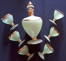 SERVICE À LIQUEUR VINTAGE VERT ET DORE EFFET GIVRÉ IDÉAL LIMONCELLO 