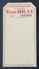 Carton publicitaire René HILLY LORIENT Fournitures mécaniques garage automobile