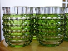 VINTAGE SIX CORDIALS  GLASSES CRYSTAL VAL ST LAMBERT GREEN MOUSSE