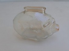 Ancienne tirelire à casser en verre irisé : cochon
