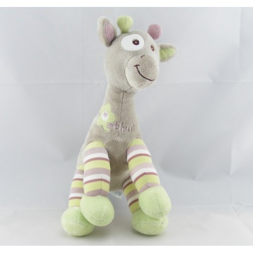 Doudou girafe gris - gris, vert