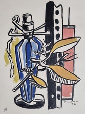 Sérigraphie d’après Fernand Léger Composition à la Bouteille Bleue, (37 x 55 cm)