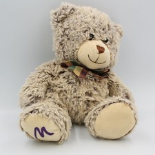 Peluche ours beige marron noeud carreaux MARIONNAUD  - 27394