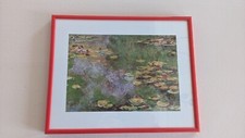 Décoration murale Claude Monet à accrocher, sous-verre, cadre rouge, 25x31cm TBE
