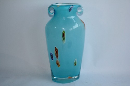Vase verre murano bleu murine - murano,