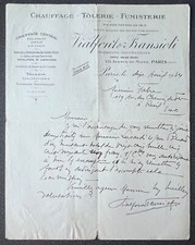 Lettre en tête Chauffage tôlerie fumisterie Vialfonito Paris 1934