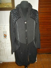 FRED SABATIER  Robe gilet boutons tunique 42 14uk bi matière noir/gris stretch