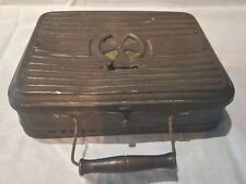 Chaufferette En Laiton Ancienne Vintage Marque Girodon & CIE Avec Poignée Bois 