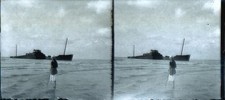MERLIMONT PLAQUE PHOTO STEREO VERRE 13 x 6 CM  BATEAU NAVIRE ECHOUAGE EPAVE