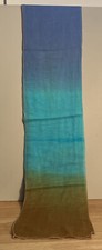 Écharpe Légère Foulard D’été Tricolore Multicolore Bleu Turquoise Beige En Coton