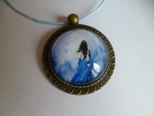 collier pendentif bronze cabochon femme feerique 25mm pochette cadeau offerte