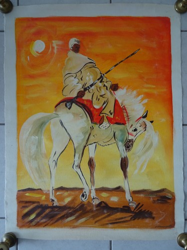 Tableau orientaliste cavalier - tableau,