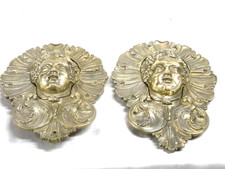 ?? ANCIENNE PAIRE COIN DE BILLARD BRONZE ANTHROPOMORPHE RECEPTACLE DE BOULE