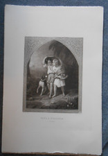gravure litho  Paul et Virginie  l'averse