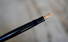 STYLO PLUME MONTBLANC 344-G EN RESINE BLEUE FONCEE - PLUME OR 14C - RARE VINTAGE