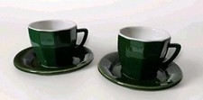 2 Grandes Tasses à Facettes Style Apilco Bistrot vert empire