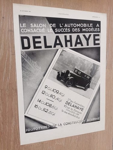 Publicité 1930 delahaye - publicité,