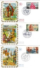 1655/7+ FDC  3 ENVELOPPE 1er JOUR SUR SOIE.  GRANDS  NOMS  DE  L' HISTOIRE .