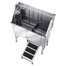 Baignoire de Chien Animaux Compagnie Acier Inox 127 cm Filtre Rampe Droite