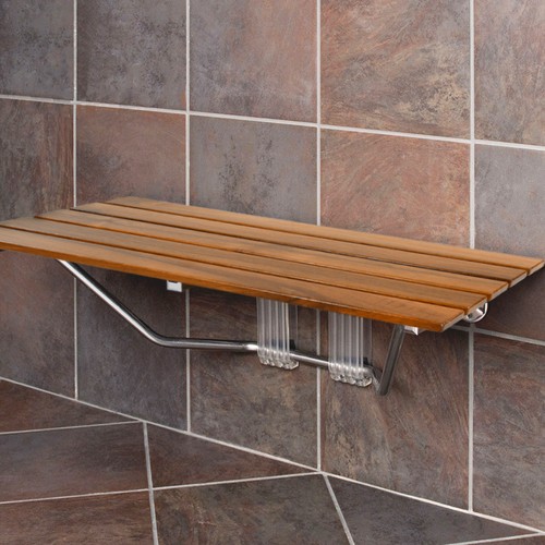 Foldable teak shower seat - foldable,