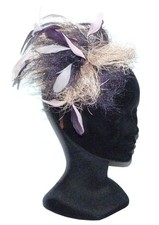 CHAPEAU de cérémonie TAILLE UNIQUE serre tête bleu foncé beige écru mariage hat