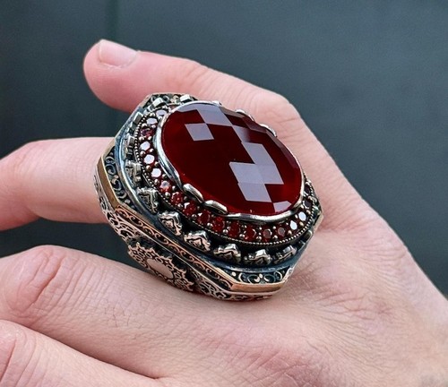 Men handmade garnet stone - men,