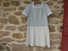 ROBE ANCIENNE VINTAGE ANNEES 60 PLISSEE TAILLE BASSE STYLE BCBG