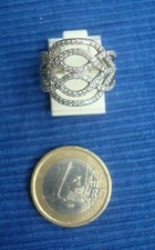 B23 Jolie Bague Argent Massif 925 Pavage Brillant Imitation Diamant Lot Bijou 