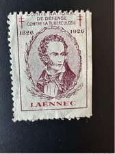 France 1926 Antituberculeux Tuberculose Laënnec 1826 dentelé 3 côtés