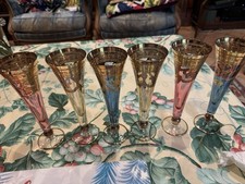 Cristal De Venise Murano 6 Flûtes Champagne neuves Vintage