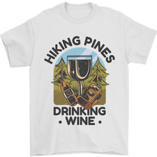 Randonnée Pines Boire Vin Drôle Alcool T-Shirt 100% Coton