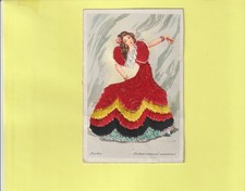 CPA RELIEF BRODEE UNE BELLE ESPAGNOLE DANSE AVEC SA ROBE COLOREE