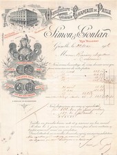 1902 Facture SIMON & GONTARD Grenoble – Chapeaux de paille & médailles d’or (38)
