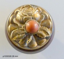 BOUTON Ancien Art Déco.ROSE. Base Galalithe /Cabochon Agathe   28 mm