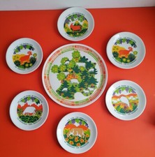 SERVICE À FROMAGE ASSIETTE X 6 PLAT ANCIEN VINTAGE ANNÉES 70 FAÏENCE LUNÉVILLE