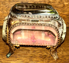 Ancienne Boîte à Bijoux Souvenir Verre Biseauté