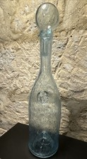 Ancienne Carafe Biot Couleur bleue  verre soufflé