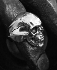 Imposante Bague De Biker en Argent 925 - 37g - Tête De Mort
