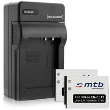 2x Batteries EN-EL12 + Chargeur pour Nikon Coolpix AW120, P300, P330, P340, S31