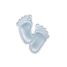 EMBELLISSEMENT 36 MINI PIEDS BLEUS NAISSANCE EN SATIN  20mm x 18mm FAIRE PART