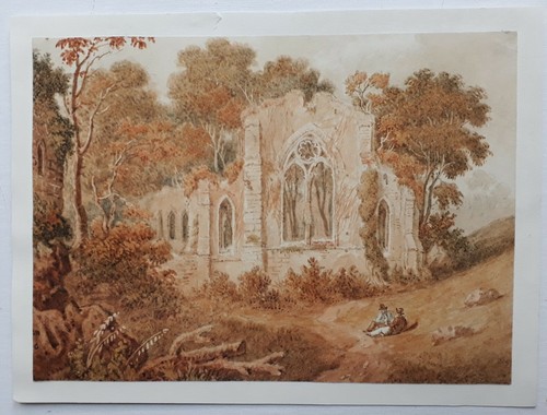 Aquarelle xixème promeneurs - xixème,