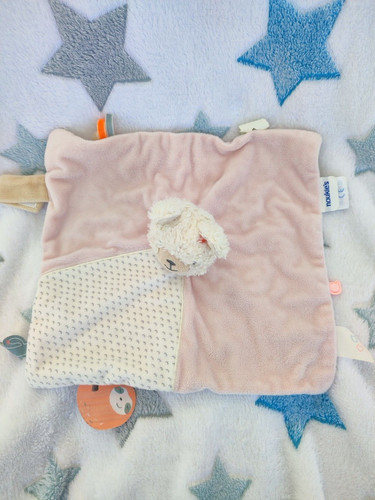 Doudou plat lama blanc rose - doudou,