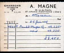 SAINT-AMAND-MONTROND (18) CHARBONS COKE ANTHRACITE "A. MAGNE" en 1956